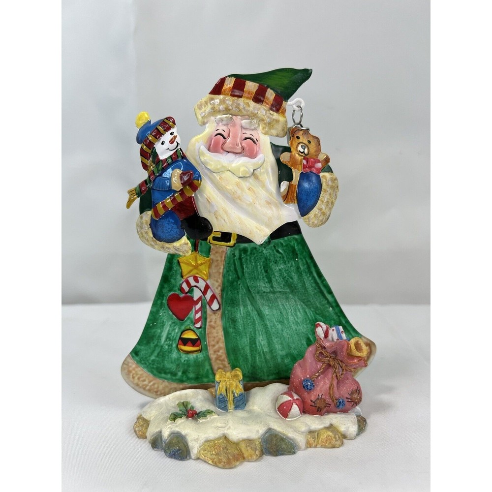 Fused Glass Santa Claus W Snowman Tea Light Candle Holder Christmas‎ Versailles